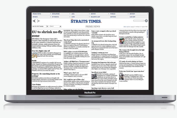Straits Time Online: Now Available