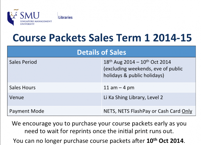Course Packets Sales Term 1 2014-15