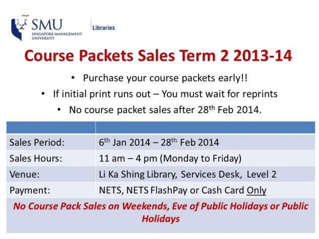 Course Packets Sales