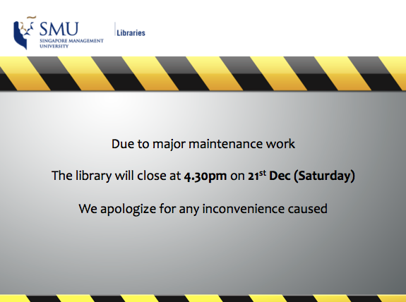 Library Closing Saturday Dec 21, 2013 at 4:30 pm