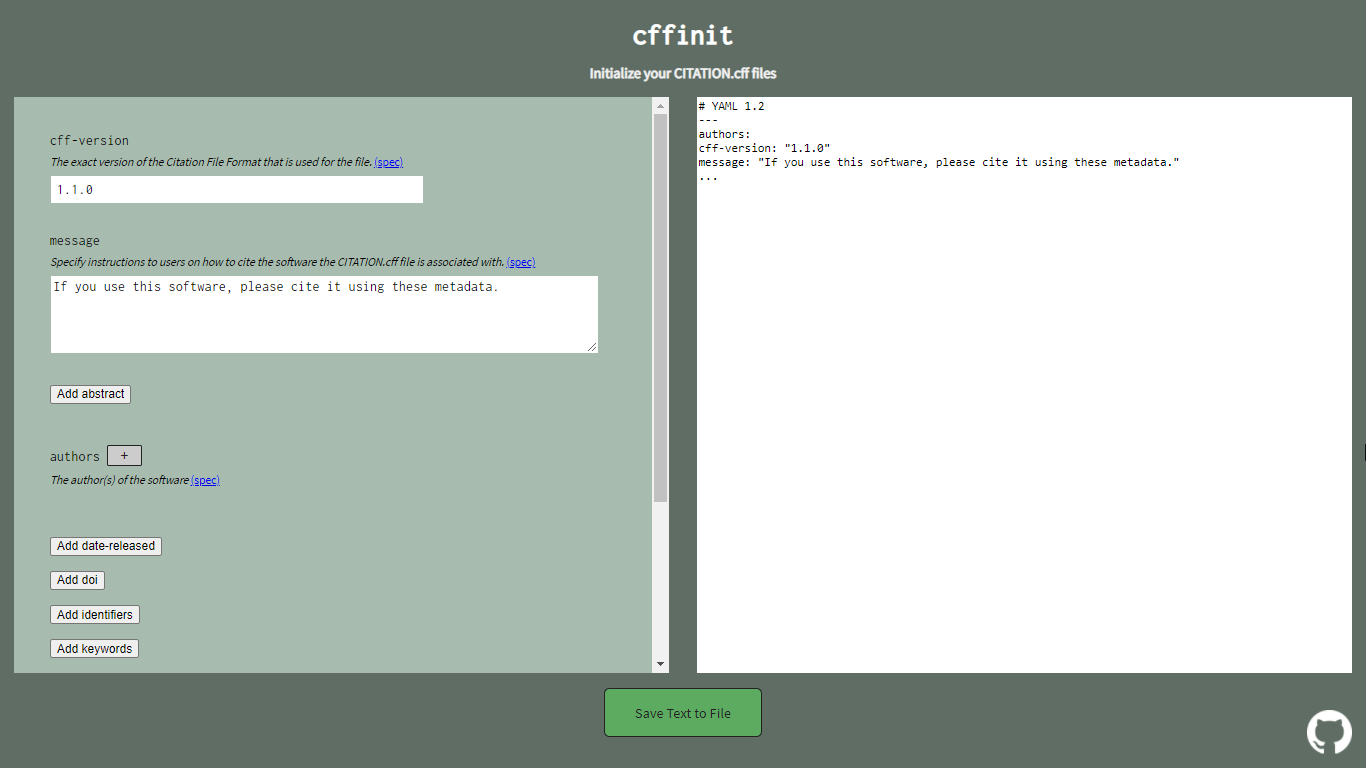 Screenshot of online formatters cffinit
