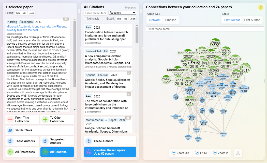 Screenshot of how to add papers using All citations on Research Rabbit