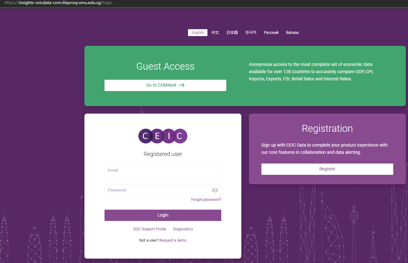 CEIC proxied login page