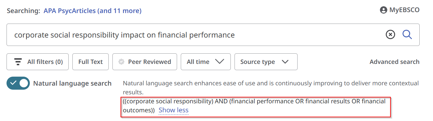 EBSCOhost Natural Language Search