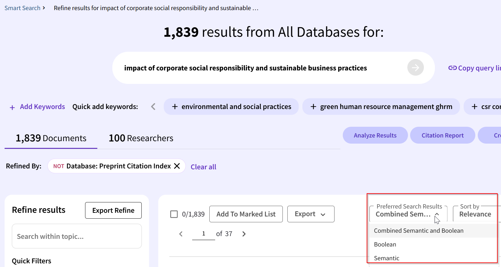 Web of Science Smart Search
