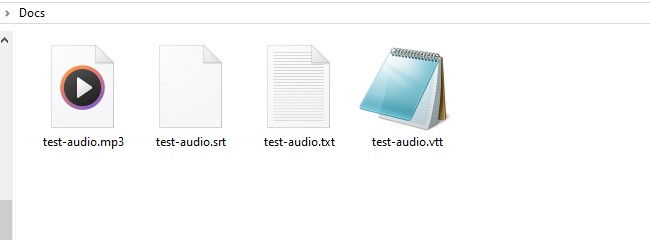 Whisper transcription output files