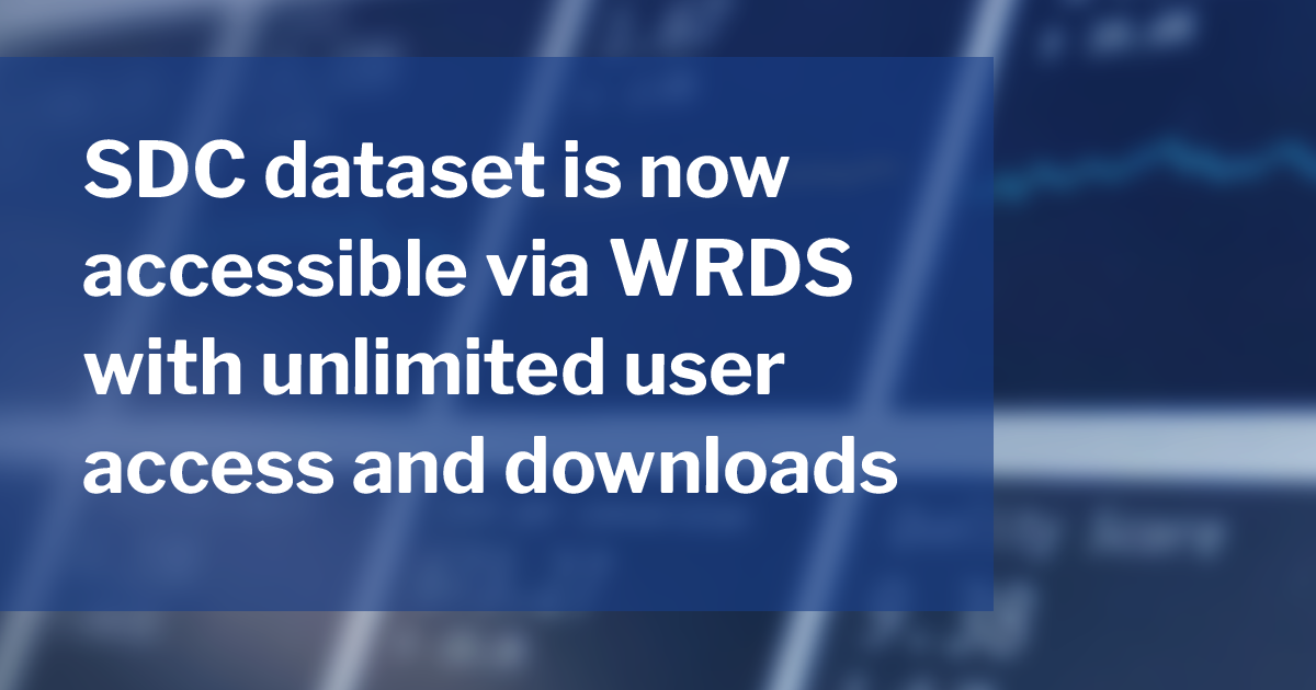 SDC dataset is now accessible via WRDS with unlimited user access and downloads 