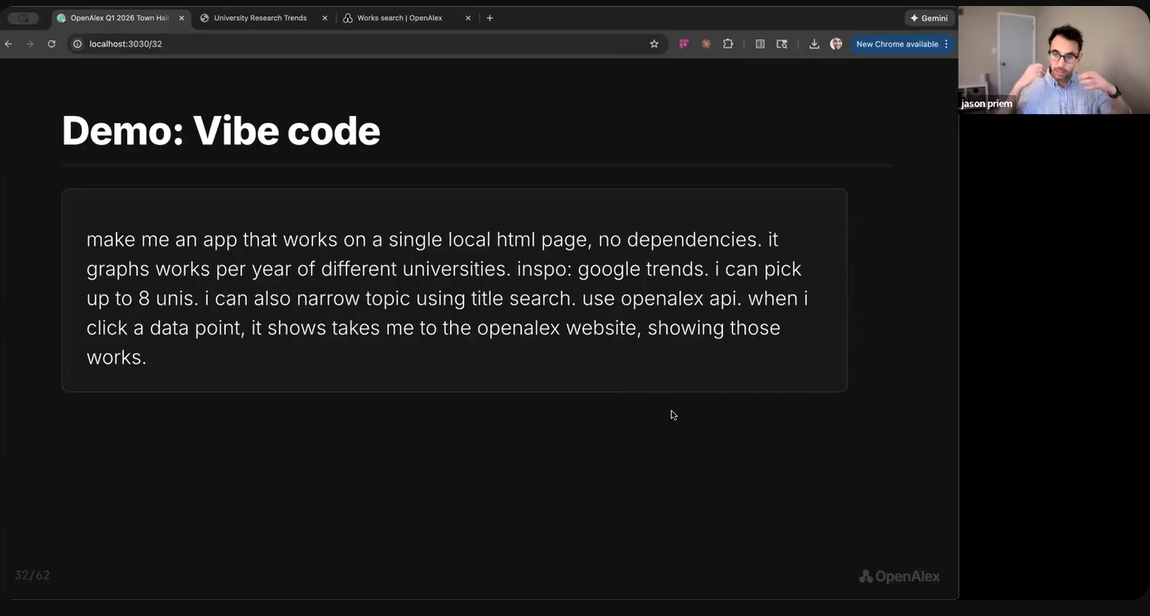 OpenAlex vibe code prompt example