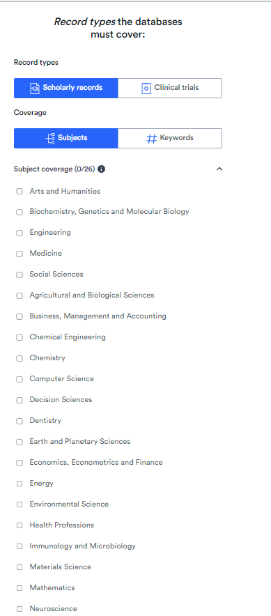 Filter by subject coverage