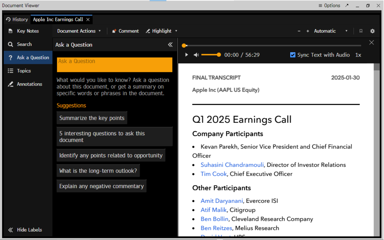 Bloomberg AI-Powered Document Insights