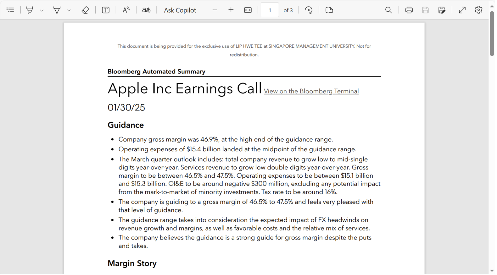 Bloomberg Earnings Call Summary Export