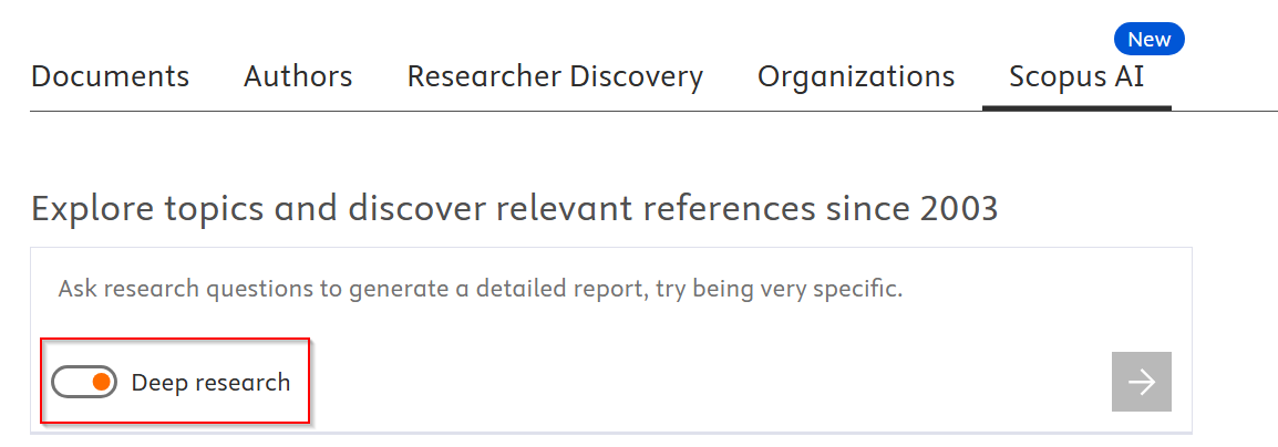 Scopus Deep Research interface
