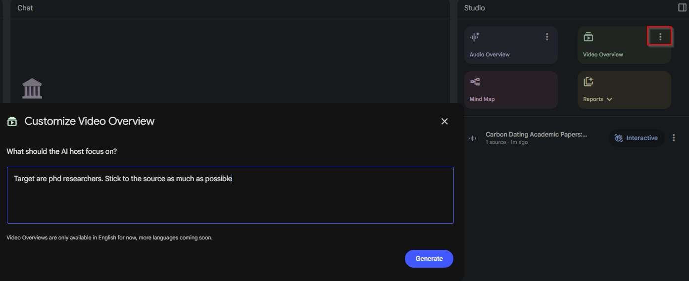 Google Video Overview interface