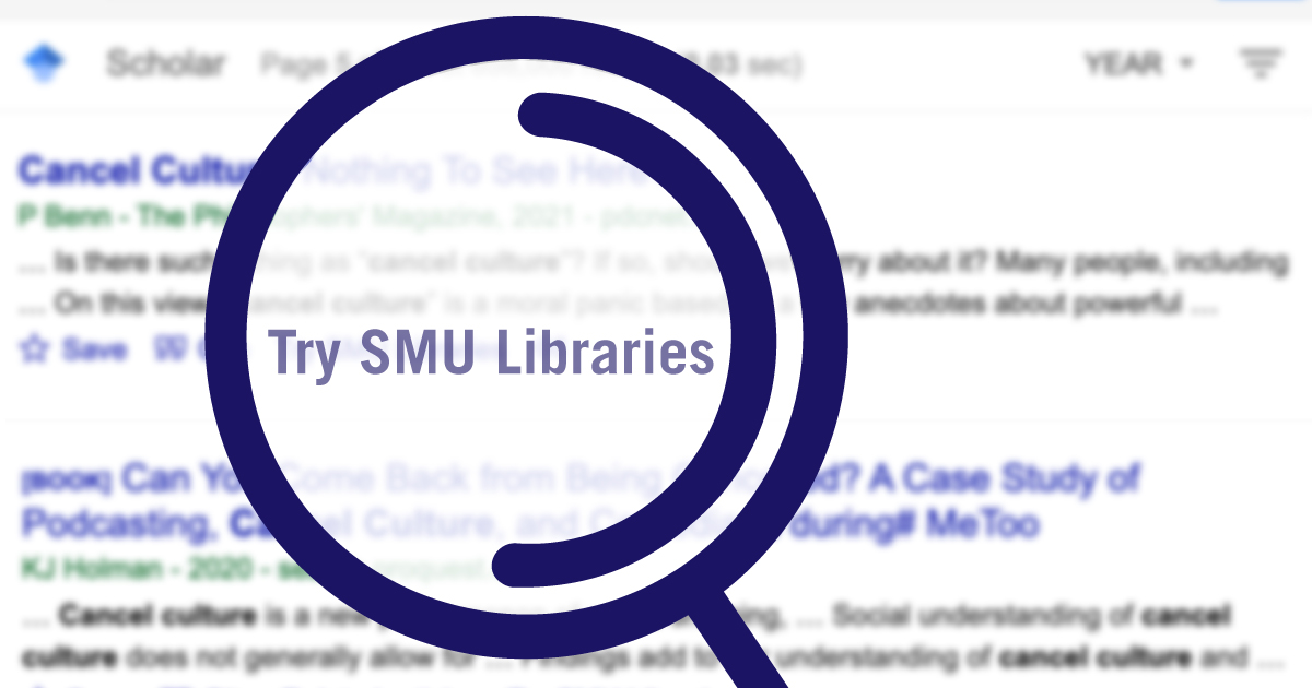 Find out how "Try SMU Libraries" option in Google Scholar can allow you to discover SMU resources